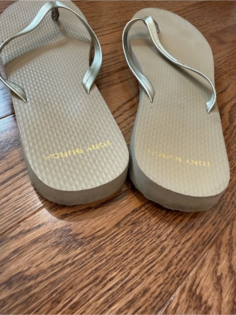 Tory Burch Metallic Gold Flip Flop Sandals - Women's, Size 8